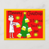 ナースとおもしろいねじれたクリスマスユーモア シーズンポストカード (正面)