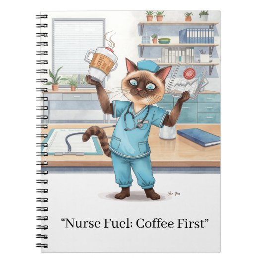 ナースとコーヒーと自分の文字 ノートブック (正面)