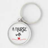 ナースとハート円 キーホルダー (正面)