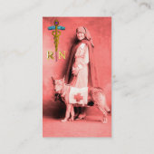 ナースと救助犬/金ゴールドカドゥセウスNRエンブレム,ピンク 名刺 (裏面)