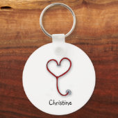 ナースと気にハート-ナースギフト – パーソナライズ キーホルダー (正面)