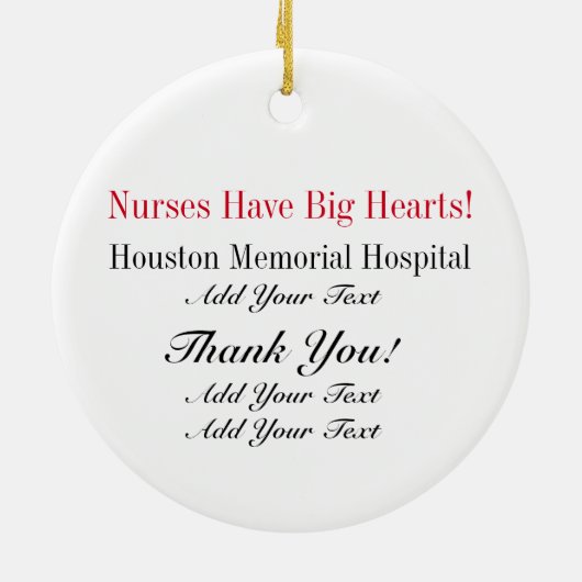 ナースに大きなハートがある – SRF セラミックオーナメント (裏面)