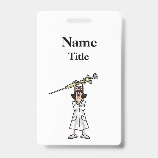 ナースに注射器バッジをカスタマイズ付けた漫画！ バッジ (正面)