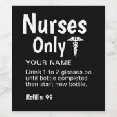 ナースのみパーティーおもしろい処方箋パーソナライズされた ワインラベル (シングルラベル)