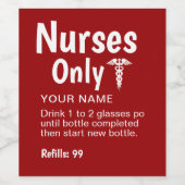 ナースのみパーティーおもしろい処方箋パーソナライズされた ワインラベル (シングルラベル)