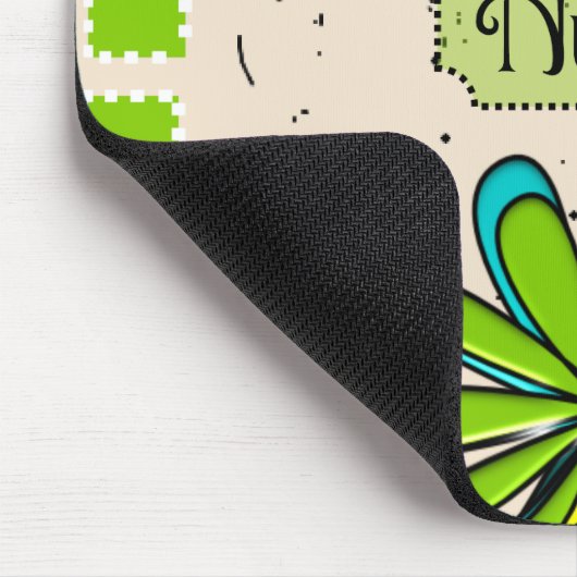 ナースのアートな花の緑および青 マウスパッド (コーナー)