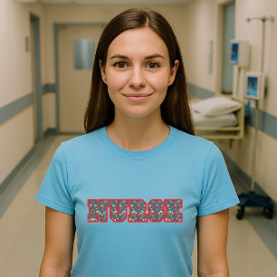 ナースのウイリアムモリスいちご泥棒パターン Tシャツ