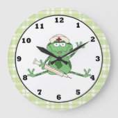 ナースのカエルの時計 ラージ壁時計 (正面)