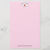 ナースのキャップ追加名ピンク 便箋 (正面)