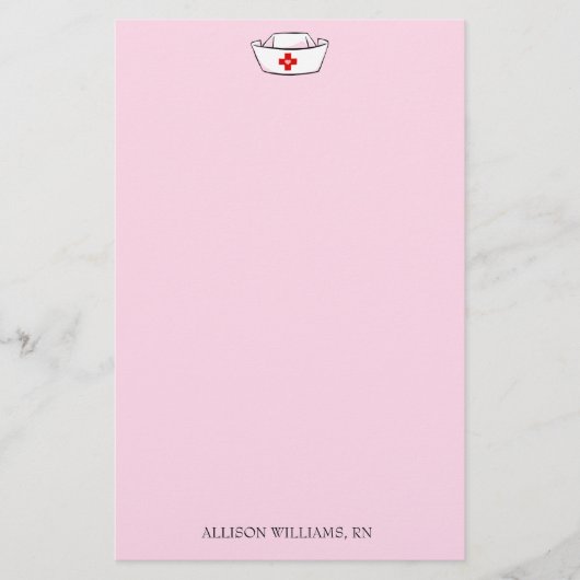 ナースのキャップ追加名ピンク 便箋 (正面)