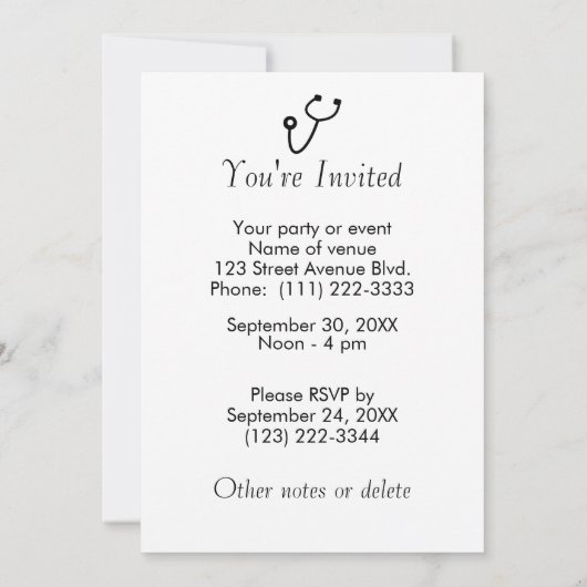 ナースのギフトの聴診器は平静を保ち、看護します 招待状 (裏面)