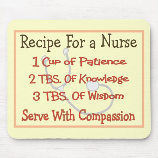 ナースのギフト"ナースのためのレシピ" マウスパッド (正面)