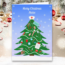ナースのクリスマスツリーと看護師必需品 カード