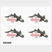 ナースのサメが入る 長方形シール (シート)