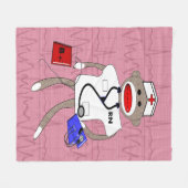 ナースのソックス猿のフリースブランケットのピンク フリースブランケット (正面(横))