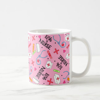 ナースのデザインのナースの芸術のピンクを愛して下さい コーヒーマグカップ