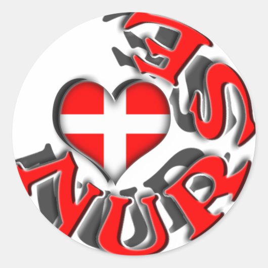 ナースのハートとクロスシンボル付き円形ロゴ ラウンドシール (正面)