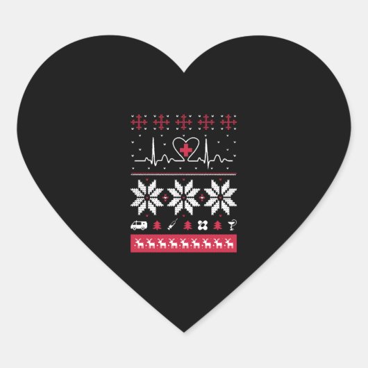 ナースのハートビート – 醜いクリスマスセーター ハートシール (正面)