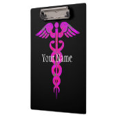 ナースのピンクのケリュケイオンの医学のパーソナライズ クリップボード (左)
