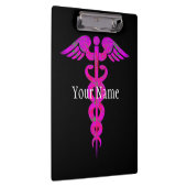 ナースのピンクのケリュケイオンの医学のパーソナライズ クリップボード (右)