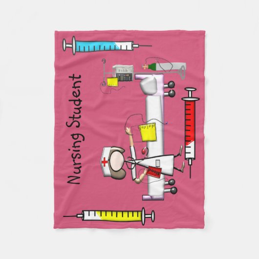 ナースのフリースブランケットのピンク#5 フリースブランケット (正面)