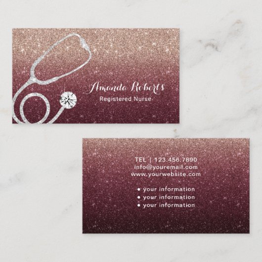 ナースの介護者の医学のモダンなバーガンディの赤 名刺 (正面/裏面)