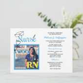 ナースの写真の卒業ピン留め招待状/青 招待状 (スタンド正面)