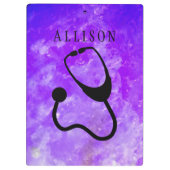 ナースの医学の聴診器の紫色の石のカスタム クリップボード (裏面)