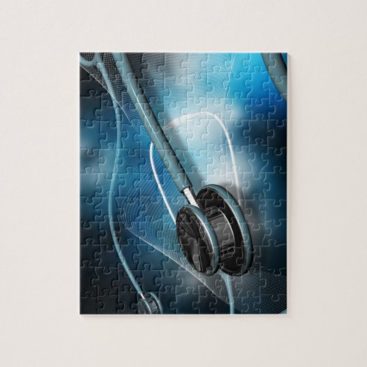 ナースの医学の聴診器 ジグソーパズル (縦)