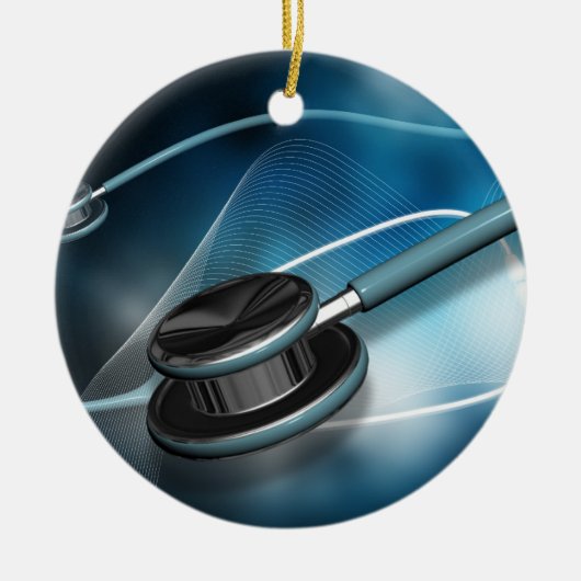 ナースの医学の聴診器 セラミックオーナメント (正面)