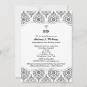 ナースの卒業のモダンなダマスク織BSN RN LPNは等できます 招待状 (正面)