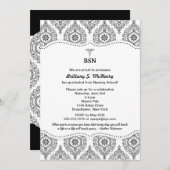 ナースの卒業のモダンなダマスク織BSN RN LPNは等できます 招待状 (正面/裏面)
