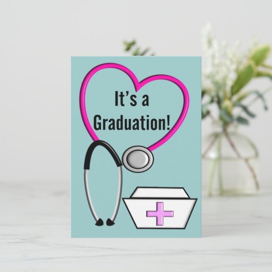 ナースの卒業の招待状の2013年の聴診器 招待状 (スタンド正面)