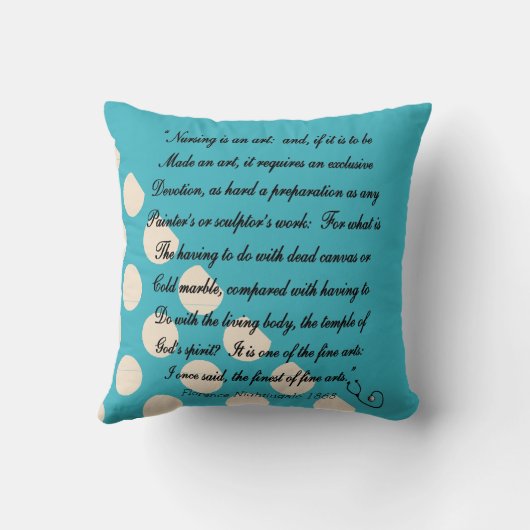 ナースの卒業の枕フローレンス・ナイチンゲールの引用文 クッション (裏面)