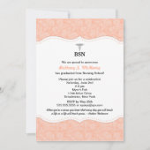 ナースの卒業の珊瑚のダマスク織BSN RN LPNは等できます 招待状 (正面)