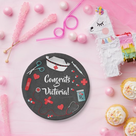 ナースの卒業アイコン紙皿 ペーパープレート (パーティー)