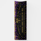 ナースの卒業パーティーのための紫色及び金ゴールドの旗 横断幕 (縦)