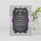 ナースの卒業招待状、ラベンダーグレーの黒板 招待状 (スタンド正面)