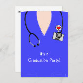 ナースの卒業案内青いスクラブトップII 招待状 (正面/裏面)