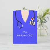 ナースの卒業案内青いスクラブトップII 招待状 (スタンド正面)