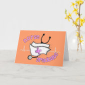 ナースの卒業贈与(キャップ及び聴診器デザイン) カード (黄色い花)