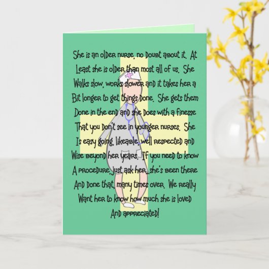 ナースの古い方と退職 – 感謝の贈り物 カード (黄色い花)