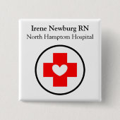 ナースの名前バッジとロゴまたは記号 缶バッジ (正面)