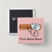 ナースの名前入りの記章(あなたのNamを加えて下さい) 缶バッジ (正面&裏面)