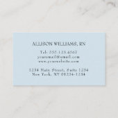 ナースの帽子のモノグラムのな一流の青いプロフェッショナル 名刺 (裏面)