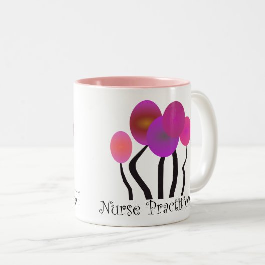 ナースの従業者のギフトのアートな木のデザイン ツートーンマグカップ (正面右)