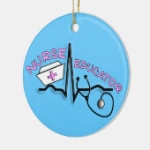 ナースの教育者QRSのデザインのクリスマスのオーナメント セラミックオーナメント (左)