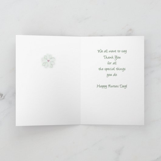 ナースの日ありがとう私たち、グループ、緑 サンキューカード (内部)