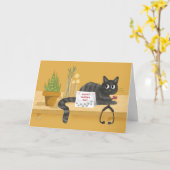 ナースの日猫と聴診器と植物 カード (黄色い花)