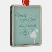 ナースの日Dandelionのオン吹ティール（緑がかった色） メタルオーナメント (右)